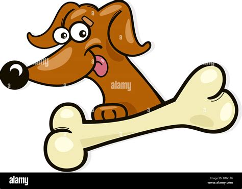 Illustration Of Funny Dog With Bone Stock Photo Alamy