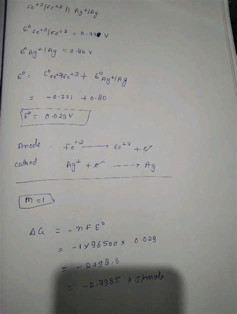 Calculate Standard Emf And Standard Gibbs Energy Of The Cell In Which