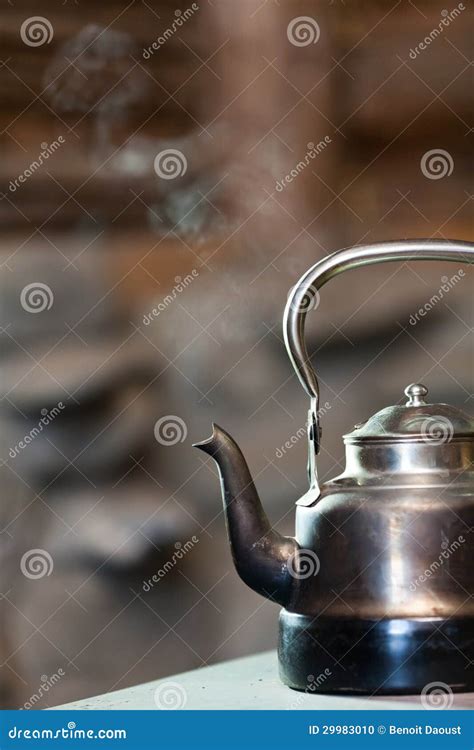 Boiling Silver Kettle Stock Photo Image Of Steaming 29983010