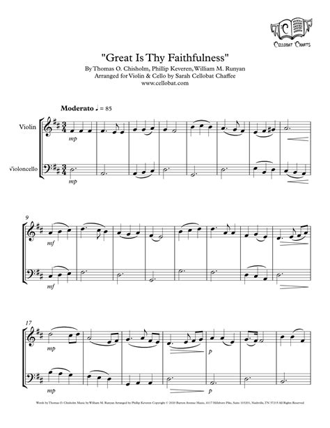 Great Is Thy Faithfulness Arr Sarah Cellobat Chaffee Sheet Music