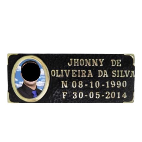 Placa Em Bronze Alum Nio Foto Porcelana P T Mulo Jazigo L Pide