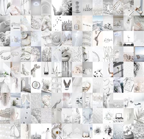 a collage of white and silver images