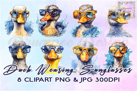 Duck Wearing Sunglasses Watercolor Graphic by Drumpee Design · Creative Fabrica