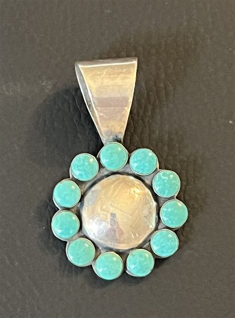 Vintage DTR Jay King Sterling Silver Turquoise Pendan Gem