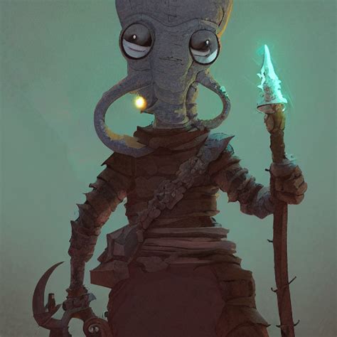 KREA AI Squidward As A Dark Souls Boss By James Gilleard