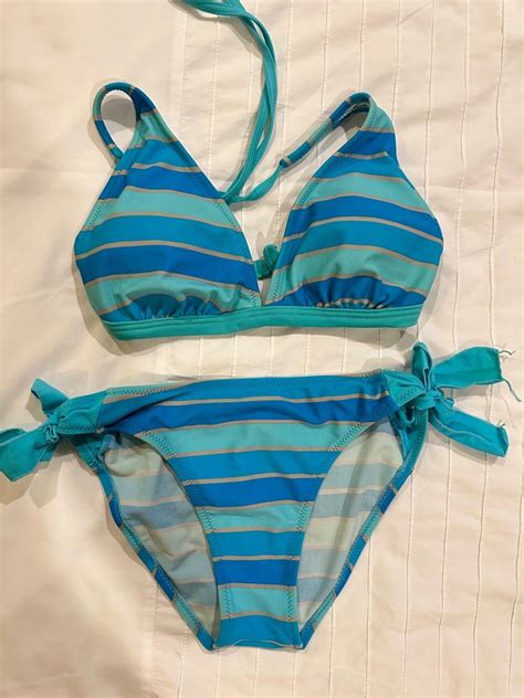 Blue Striped Bikini On Carousell