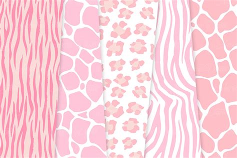 Pink Animal Print Digital Papers - Vector Seamless Patterns By ...