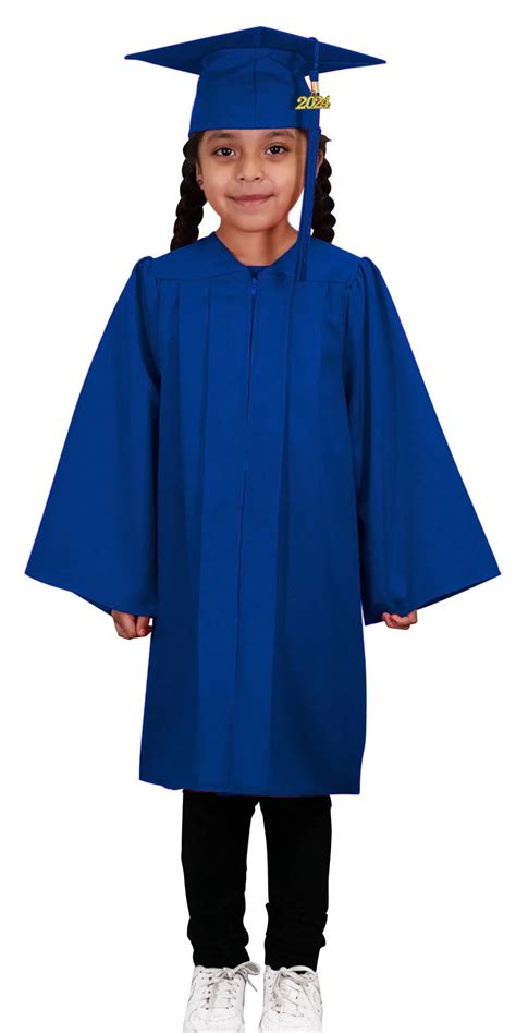 Child Matte Royal Blue Graduation Cap And Gown Preschool And Kindergarte