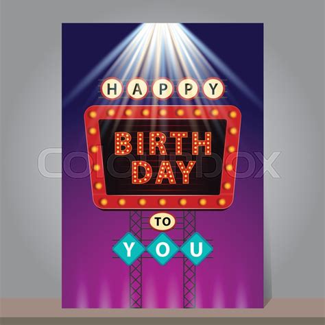 Happy Birthday Retro Billboard With Stock Vector Colourbox