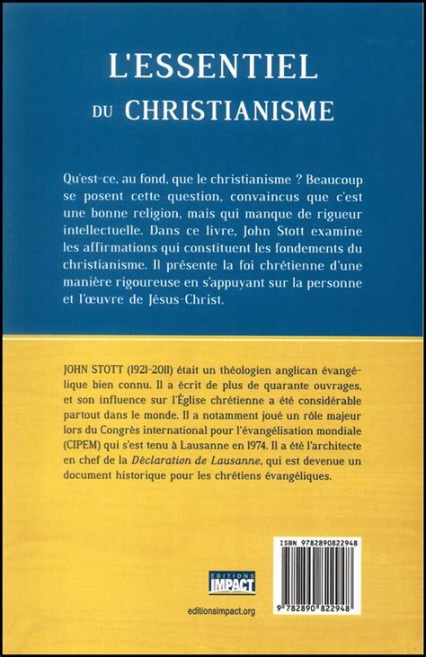 L Essentiel Du Christianisme John Stott