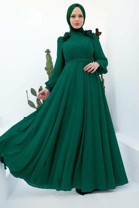 Neva Style Long Green Hijab Muslim Evening Dress Y