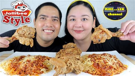 Jollibee Style Mukbang Jollibee Chickenjoy Jolly Spaghetti