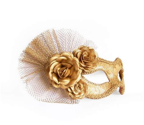 Made To Order Metallic Gold Masquerade Mask With By SOFFITTA Gold