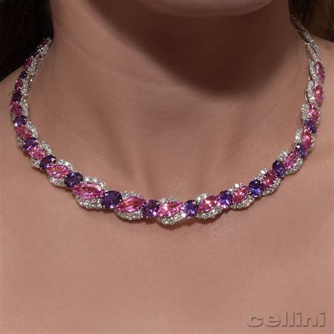 Pink and Purple Sapphire and Diamond Necklace | CELLINI JEWELERS