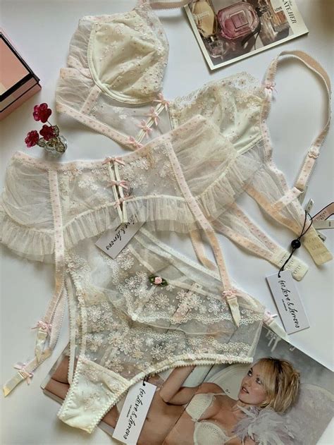 White Pink Sheer Sexy Lingerie Designer Girly Pretty Pink Bows Sam E