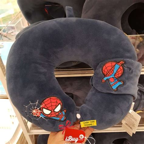 Jual Miniso Cute Spiderman Traveling U Shape Bantal Leher Eye Mask Di