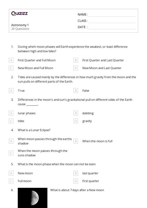 50 Astronomy Worksheets On Quizizz Free Printable