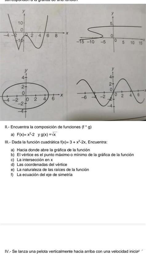 II Encuentra la composición de funciones fᵒg a F x x² 2 y g x x