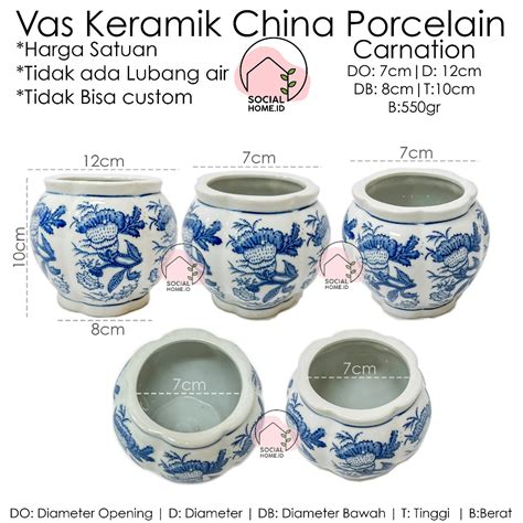 Jual Vas Bunga Keramik Porcelain China Biru Putih Pajangan Flower Vase