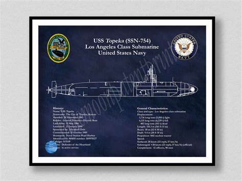 USS Topeka SSN-754 Submarine Blueprint, Los Angeles Class Submarine ...