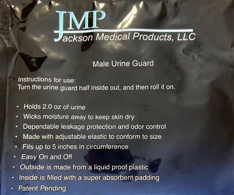 Male Urine Guard Jmp Incontinence Pouch Case Of 12 Bags