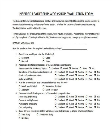 Free 8 Leadership Evaluation Forms In Pdf