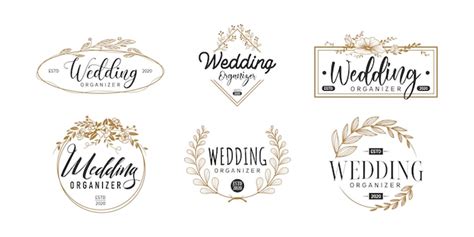 Premium Vector | Wedding logo set template, wedding organizer logotype