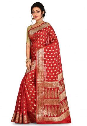 Red Banarasi Silk Sarees Buy Latest Indian Designer Red Banarasi Silk