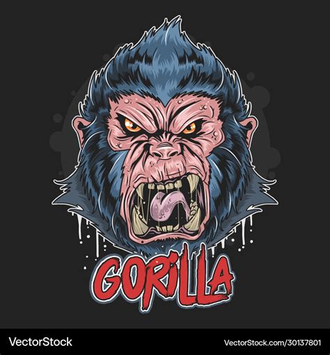 Gorilla angry face artwork Royalty Free Vector Image