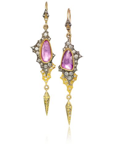 Pink Sapphire Scallop Thorn Earrings Annie Fensterstock