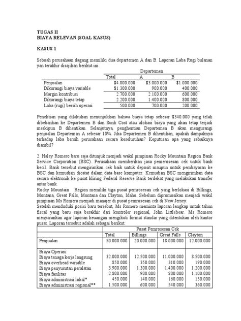 P4 Latihan Soal Biaya Relevan Kasus Pdf