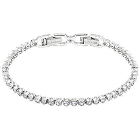 Emily White Crystal Bracelet In Rhodium Silver Swarovski Uk