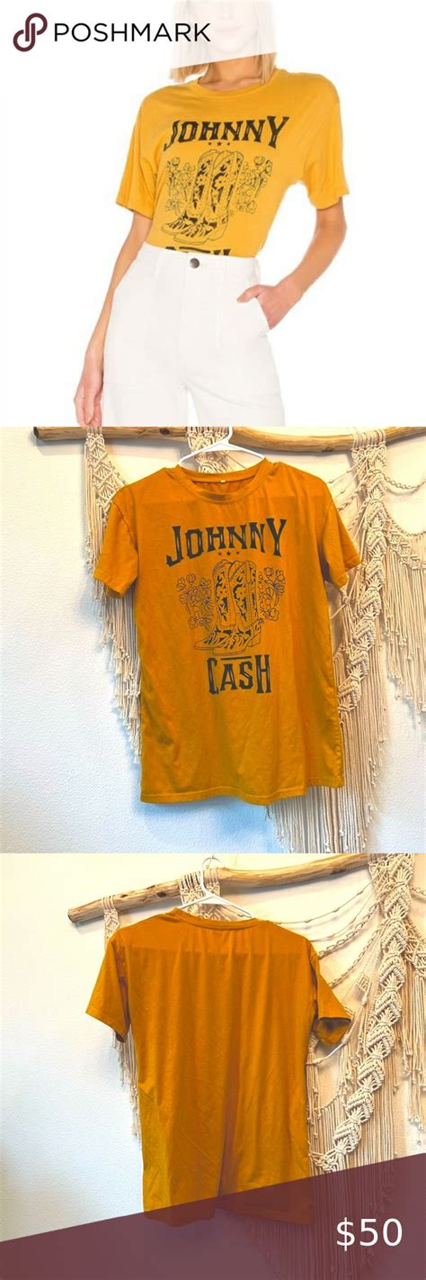 Johnny Cash Cowboy Boots Mustard Tee Shirt Johnny Cash Plus Fashion