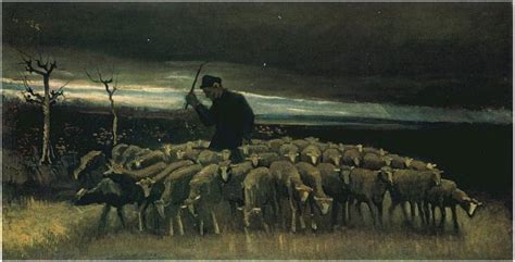 Shepherd With A Flock Of Sheep 1884 Vincent Van Gogh WikiArt Org