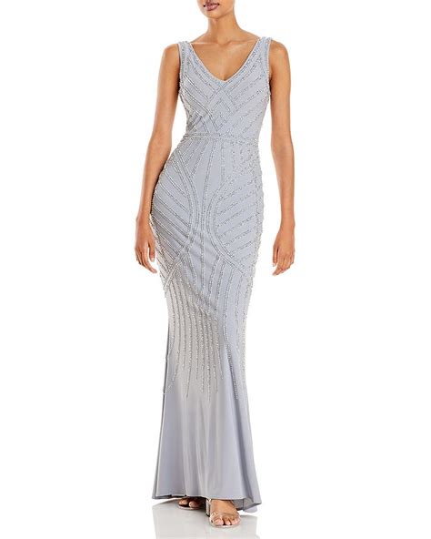 Aqua Embellished Column Gown 100 Exclusive Bloomingdales