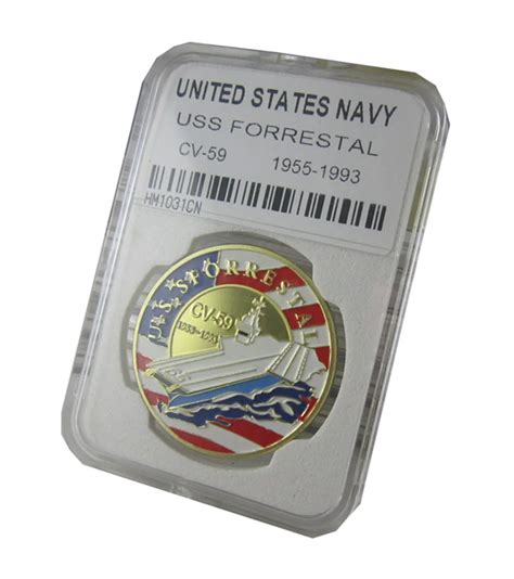 United States Navy Uss Forrestal Cv 59 Gold Plated Challenge Coin