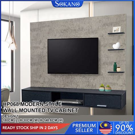 SOKANO HP068 Modern Style Wall Mounted TV Cabinet / Kabinet TV Gantung ...