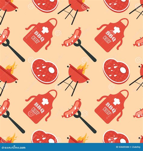 Bbq Seamless Pattern Stock Vector Illustration Of Flame 53605584