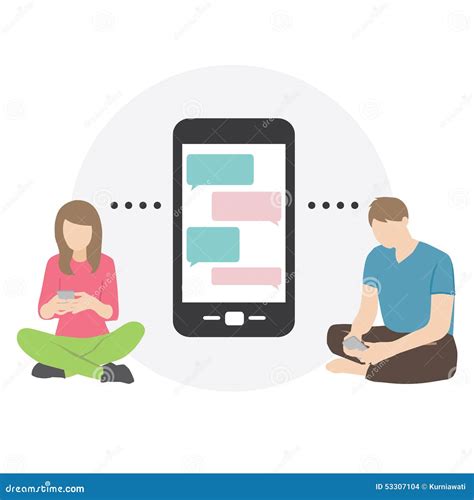 Man And Woman Chatting Or Send Message Via Phone Stock Vector