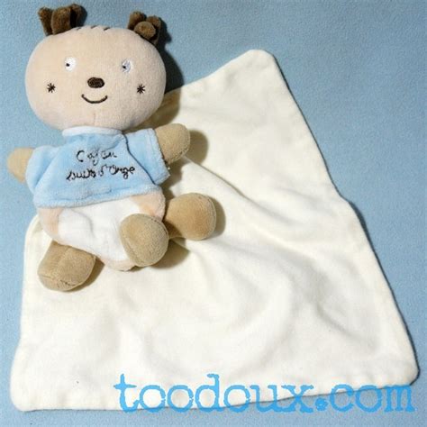 Sos Doudou Renne Sucre D Orge Cajou Beige Et Bleu