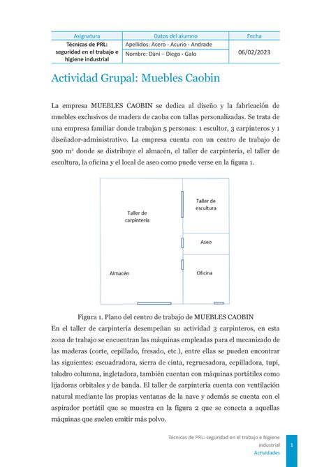 Trabajo Entregable Muebles Caobin T Cnicas De Prl Seguridad En El