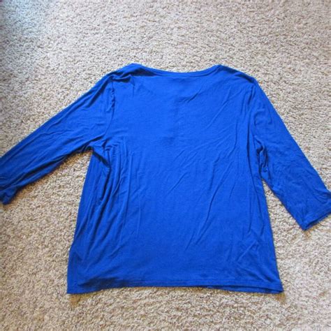 Nwt Laura Ashley Xl P Royal Blue Knit Top Silver Rhinestones Partial