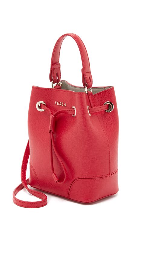 Furla Stacy Mini Drawstring Bucket Bag In Red Lyst