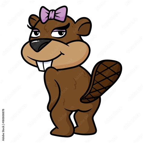 Cartoon Female Beaver Stock Vector | Adobe Stock