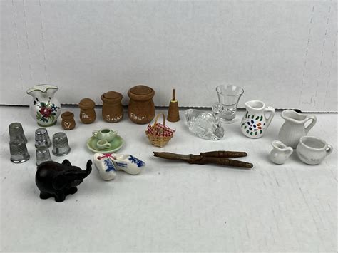 Lot Of Vintage Porcelain Collectible Knick Knacks Trinket Wooden Mini