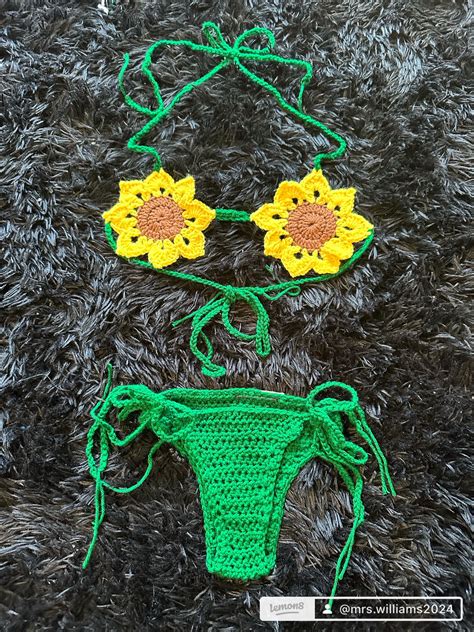 Handmade Crochet Sunflower Bikini Etsy