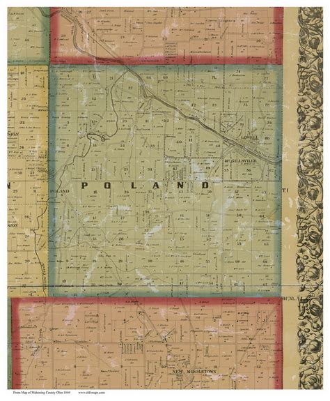 Poland Ohio 1860 Old Town Map Custom Print Mahoning Co Old Maps