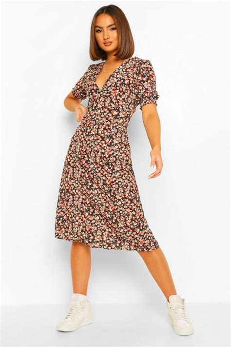 Ditsy Print Midi Tea Dress Boohoo