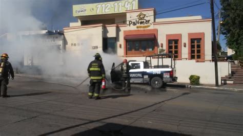 SE INCENDIA PATRULLA DE LA POLICÍA MUNICIPAL REPORTAN SOLO DAÑOS