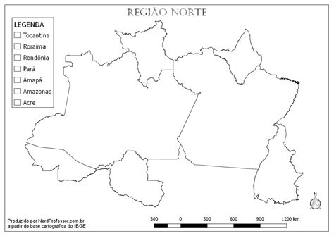 Mapa Região Norte para colorir NerdProfessor